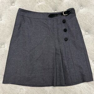 Milly Charcoal Gray Mini Skirt with Side Buttons & Belt